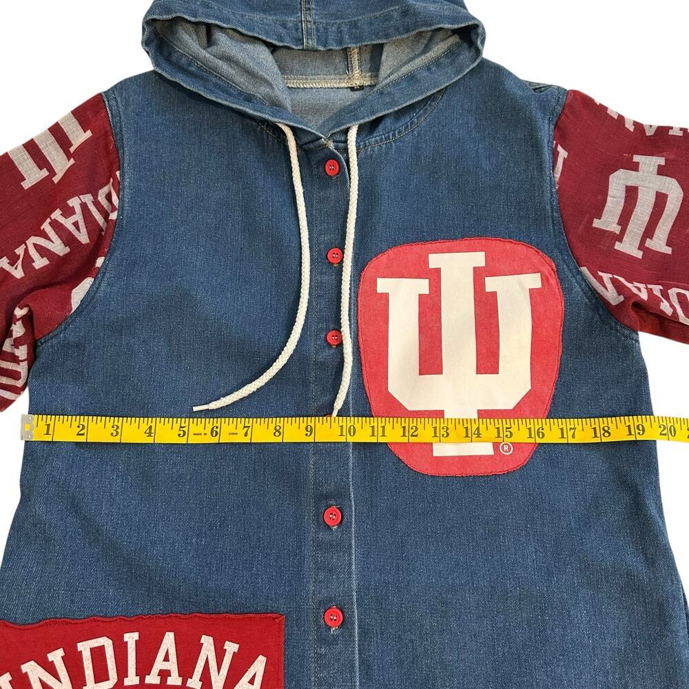 Indiana University Hooser Repurposed Hooded Duster Jacket Medium - Picture 8 of 12